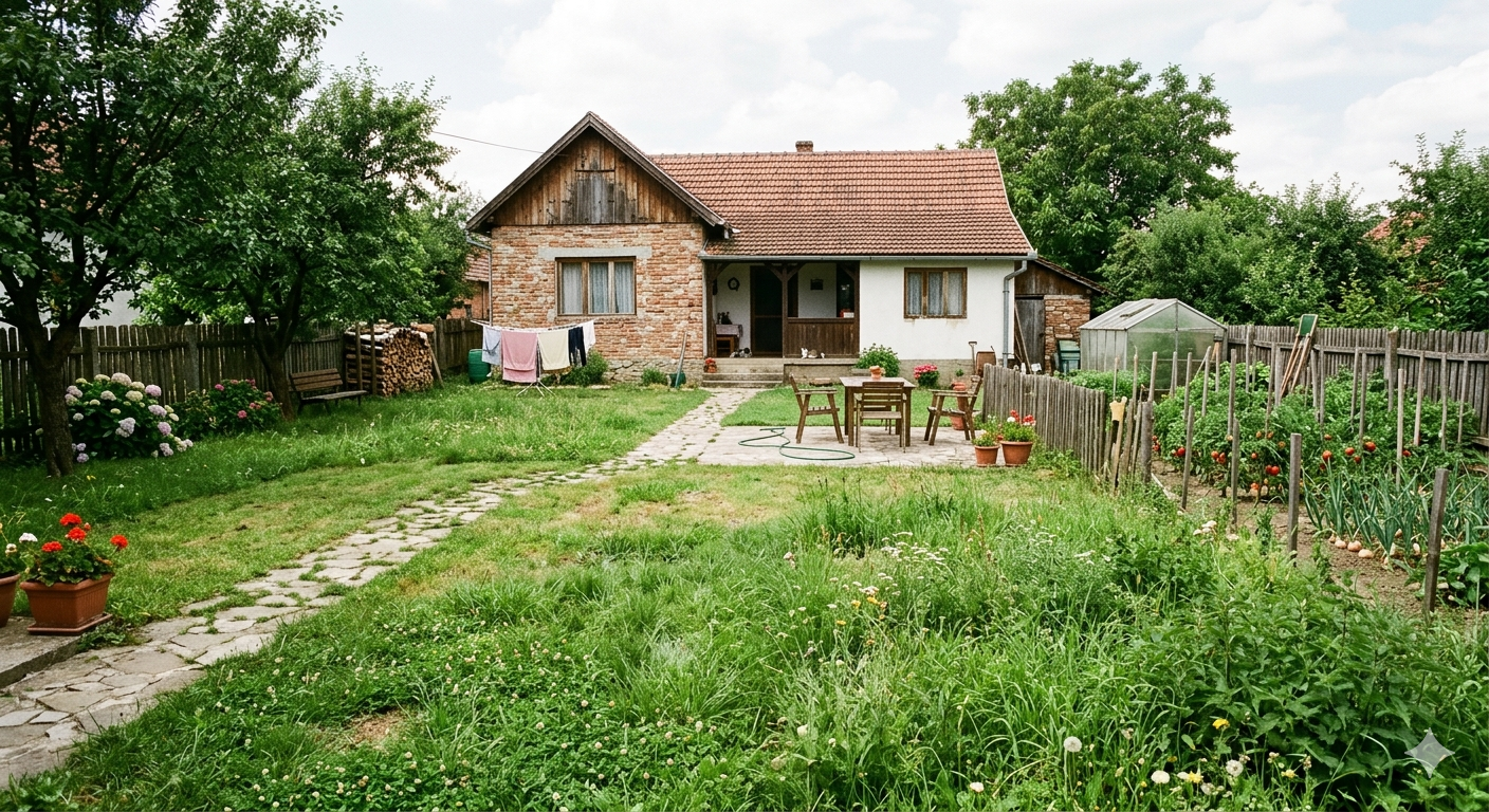 izgled dvorista pre kosenja trave i redovnog odrzavanja dvorista